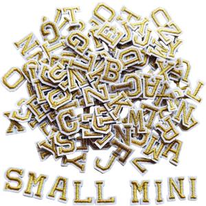 130pcs Iron on Letter Patches 0.7 inch, 5 Sets of 26 Embroidered Alphabet A-Z Patches for Clothing Jackets Hats Backpacks Jeans Gold
