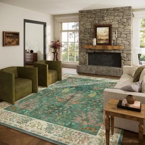Washable Area Rugs for Living Room: 8x10 Bedroom Rug Vintage Area Rug Stain Resistant Non Slip Low Pile Lightweight Soft Carpets for Living Room Dining Room Kitchen Nursery Kids Room Farmhouse