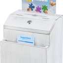 KYODOLED Wood Suggestion Box with Lock, Rustic White Ballot Box Donation and Key Drop Box with Acrylic Sign Holder and 30 Free Suggestion Cards, Wall Mounted or Freestanding, 9H x 6.9W x 8.5L Inch