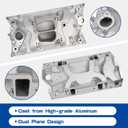 Intake Manifold Dual Plane Carbureted Cast Aluminum Compatible with Chevy Small Block 1996-2002 Vortec 5.0 305/5.7 350 SBC with Spread or Square Bore Carbs