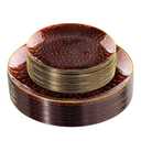 Rubtlamp 60Pcs Amber Plastic Plates - Brown Disposable Plates With Gold Rim, Clear Heavy-duty Party Plates, Hammered Plates Include 30 Dessert Platos, 30 Dinner Platos for Party