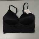 Lemorosy Women's Deep Plunge V Neck Pullover Lightly Padded Bra Wireless Everyday Crop Top (36D, Black)