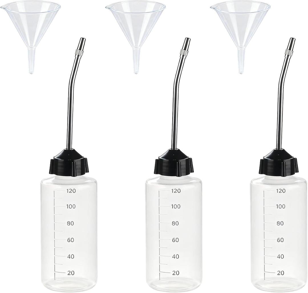 3 Pcs Needle Oiler (4 OZ), Precision Gun Oil Bottle, LDPE Oil Applicator with Extra Long 3.5 Inch Stainless Needle Tip Easy to Use for Gun Oil, Crafts, Hinges, Sewing Machines and More