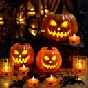 2 x Wondise Halloween Tea Lights 6H Timer Flameless Votive Candles Battery Operated Candles 12 Pack LED Candles Spider Web Tea Lights for Fall Indoor Halloween Decoration(1.5" D x 1.4" H)