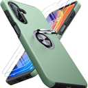 JAME for Samsung Galaxy A17/A26 5G Phone Case with Screen Protector [2 Packs] Ring Holder Stand Kickstand Dual Layer Military Shockproof Slim Protective Cover Samsung Galaxy A17/A26 Case, Alpine Green