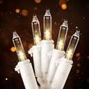JOIEDOMI Christmas String Lights Indoor,100 Count Mini Warm Fairy Light,21.5FT Lighting Decor for Patio Dorm Classroom Bedroom Holiday Wedding Party Garland Birthday Festival Valentines Day,White Wire