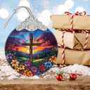 Religious Christmas Ornaments, Christmas Tree Decoration, Holiday Ornament, Christian Home Decor, Gift Exchange, Gift Idea - Cross Spring Flower