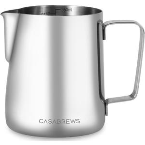 CASABREWS CASMP350 Milk Frothing Pitcher, Stainless Steel Steaming Pitcher with Sharp Spout, 350ml (12oz) Milk Frother Cup for Cappuccino or Latte Art, Espresso Machine Accessories for Barista
