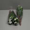 FAICOIA 8 Pcs Artificial Impatiens Flowers for Outdoors Faux Impatiens Bushes White Silk Flowers Greenery Artificial Impatiens Bouquet for Patio Lawn Garden Pot Hanging Basket Porch Decoration