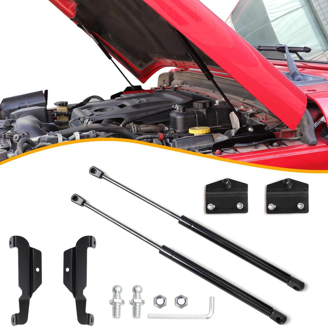 Hood Struts Lift Support Assist Kit Compatible with 2018-2024 2025 2026 Jeep Wrangler JL Gladiator JT Accessories Front Hood Quick Gas Charged Shocks Springs Prop Rod Replacements, 1 Pair Black