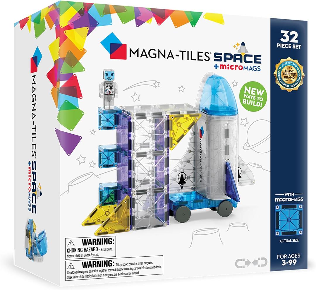 Magna-Tiles Space 32-Piece Magnetic Construction Set, The Original Magnetic Building Brand