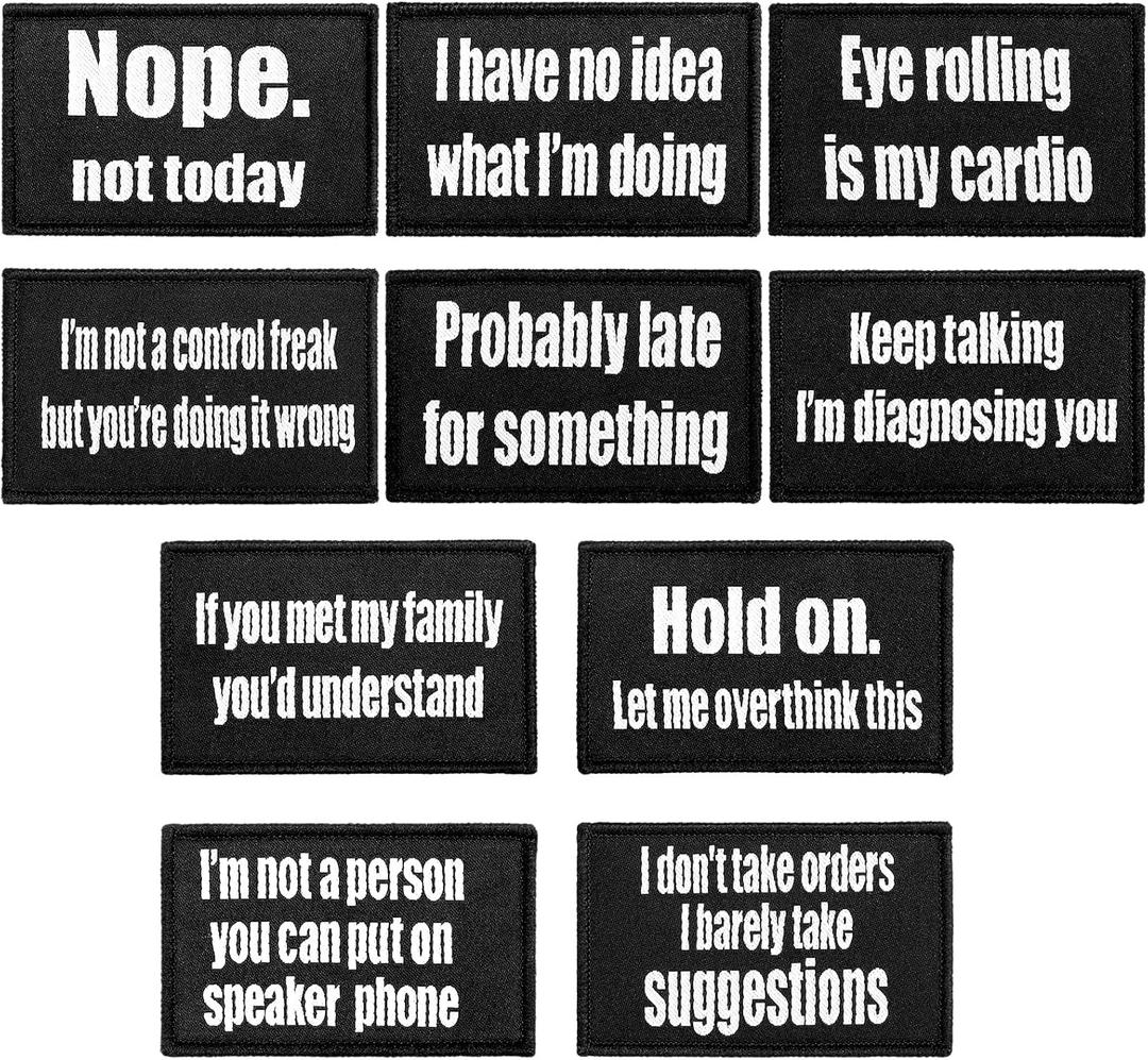 Jutom 20 Pcs Funny Sayings Patches Funny Hook and Loop Applique for Hats Christmas Embroidered Sew Attach Fastener Hook and Loop Emblem Sarcasm Patch for Backpack Jeans Vest Coat Badge