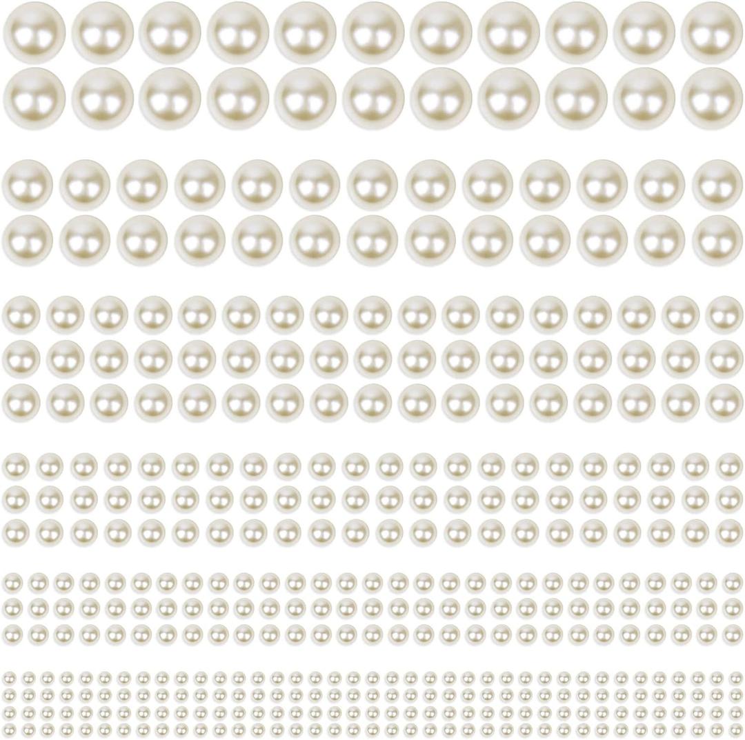 1980Pcs Self Adhesive Pearl Stickers, Shynek Pearls Sticker Gems for Hair, Face, Makeup, Eye, Nail, Crafts, Assorted Sizes