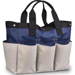 Garden Tool Bag Organizer, Heavy Duty Gardening Tote Bag with 7 Pockets and Zippers Pockets, Garden Home Tool Kits Organizer, (Tools are not included), Gray (Grey)