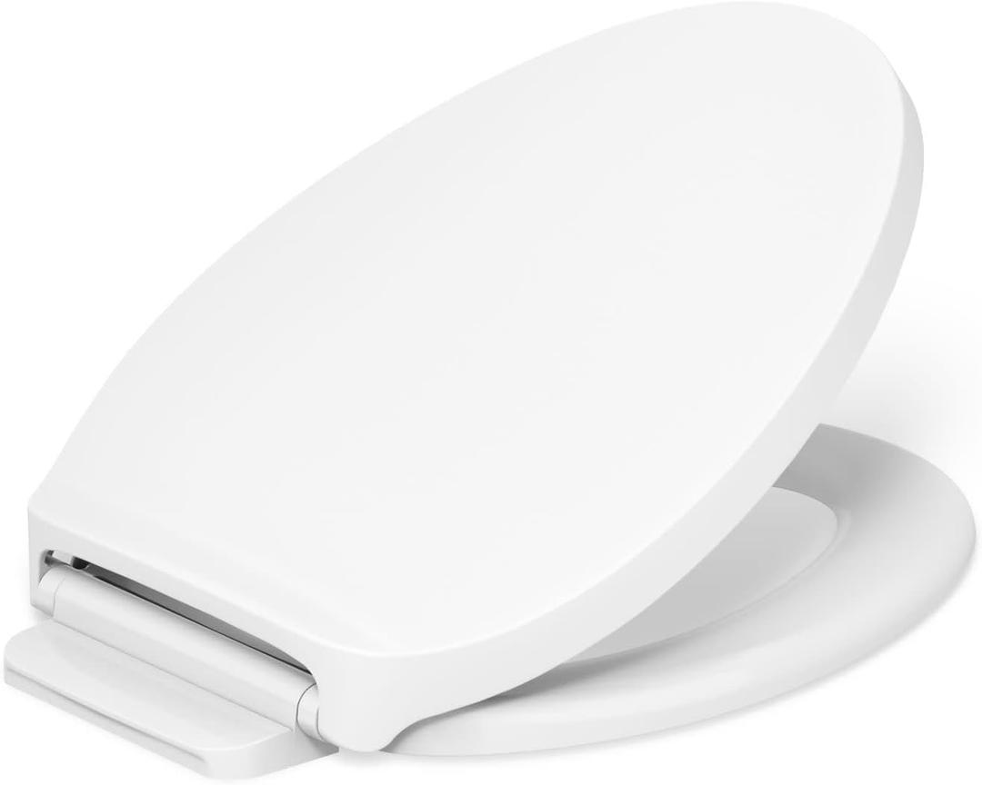 KOHLER K-28004-0 Drift ReadyLatch Quiet Close Elongated Toilet Seat, White, Grip-Tight Installation, Slam Prevention