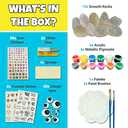 JOYEZA Rock Painting Kit Deluxe, Arts and Crafts for Girls Boys Age 6+, 12 Rocks Tween Gift Art Set, Waterproof Paints, Craft Kits Art Supplies, Kids Crafts Ages 6-8, Kids Activities 6 7 8 9 10 (Original)