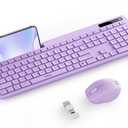 Wireless Keyboard and Mouse for MacBook, seenda FullSize Wireless Keyboard with Phone Holder, 2.4G USB A & Type C Receiver, Compatible for Mac, MacBook/Air/Pro Windows Computer/Desktop/Laptop, Purple