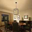 CNRATYE Large Black and Gold Lantern Chandelier, 4-Light Modern Farmhouse Pendant Lighting for Kitchen Island, Rustic Hanging Cage Light Fixture for Dining Room Entryway Living Room Hallway