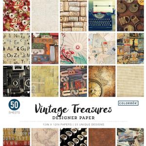 Colorbok Designer Paper Pad, 12" x 12", Vintage Treasures,68117E