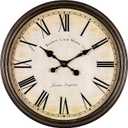 Bernhard Products Large Decorative Wall Clock 20 Inch Silent Non Ticking Battery Operated Quartz Vintage Stylish with Rustic Dark Brown Rim for Home Living/Dining Room Kitchen & Over Fireplace