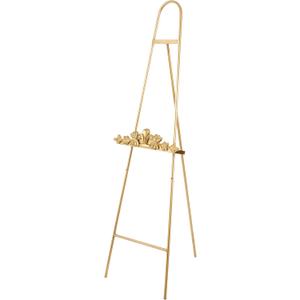 Deco 79 Metal Display Easel Arched Foldable 2 Tier Floor Standing Easel with Vine Emblem, Display Stand 19" x 25" x 63", Gold