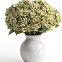 Hotop 10 Pcs Green Hydrangea Artificial Flowers 13 Inch Faux Silk Hydrangea with Stems Realistic for Decor Vintage Floral Plants Crafts Fake Heads Bouquet for Summer Home Wedding Bridal Table