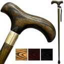 Handmade Wooden Walking Canes for Men American Oak Walking Sticks with Wrist Strap and Rubber Tips Lightweight Wood Crutch for Seniors - 36 Inches (Brown)