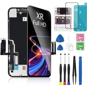 For IPhone XR Screen Replacement 6.1 Inch Black, MrR.OMW 3D Touch LCD FHD Display Digitizer Frame Assembly for A1984, A2105, A2106, A2108 with Repair Tools Kit