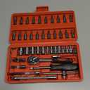 Egofine 46 Pieces 1/4 inch Drive Socket Ratchet Wrench Set, with Bit Socket Set Metric and Extension Bar for Auto Repairing and Household, with Storage Case