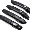 Dreamseek 4Pcs Door Handle Decoration Cover Compatible with Audi Q5 SQ5 2018-2023, A4 A5 2017-2023 Allroad Sportback Cabriolet Carbon Fiber Style with Smart Keyhole