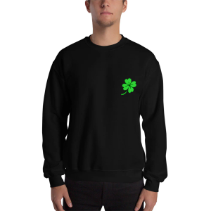 Mens St Patricks Day Sweater Embroidered Black (XLarge)
