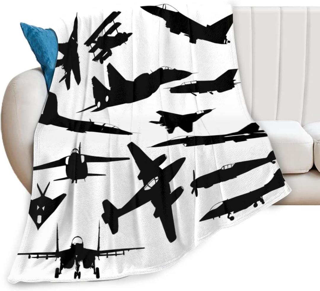 Jet Fighter Airplane Soft Throw Blanket All Season Microplush Thick Warm Blankets Tufted Fuzzy Flannel Throws Blanket for Bed Sofa Couch 60"x50"