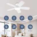 KNUN 42 Inch Ceiling Fan with Light and Remote/App Control, Low Profile Ceiling Fans with Lights, Flush Mount, Double-sided Blades, 3CCT, Dimmable, Noiseless, white Ceiling Fan for Indoor/Outdoor Use