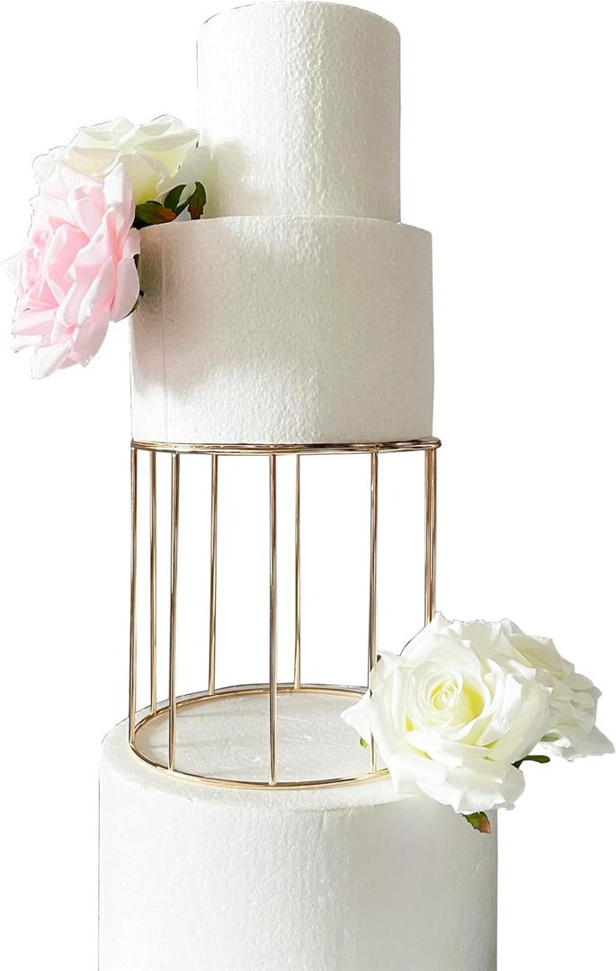 1PC Round Gold Cake Stand Metal Cupcake Stand Floating Cake Separator Dessert Table Display Set for Wedding Brithday Party Dessert Plate Cake Display (5.90"*5.90*5.90*)