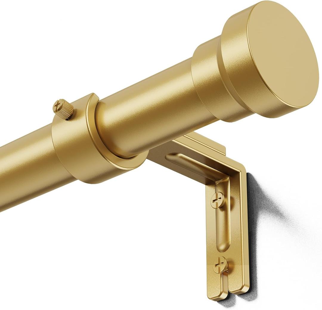 YaFex Curtain Rods 32-144 Inch, Heavy Duty 1 Inch Adjustable Curtain Rod for Windows, Gold Extra Long Window Treatment Rods, Modern Design, Easy Installation