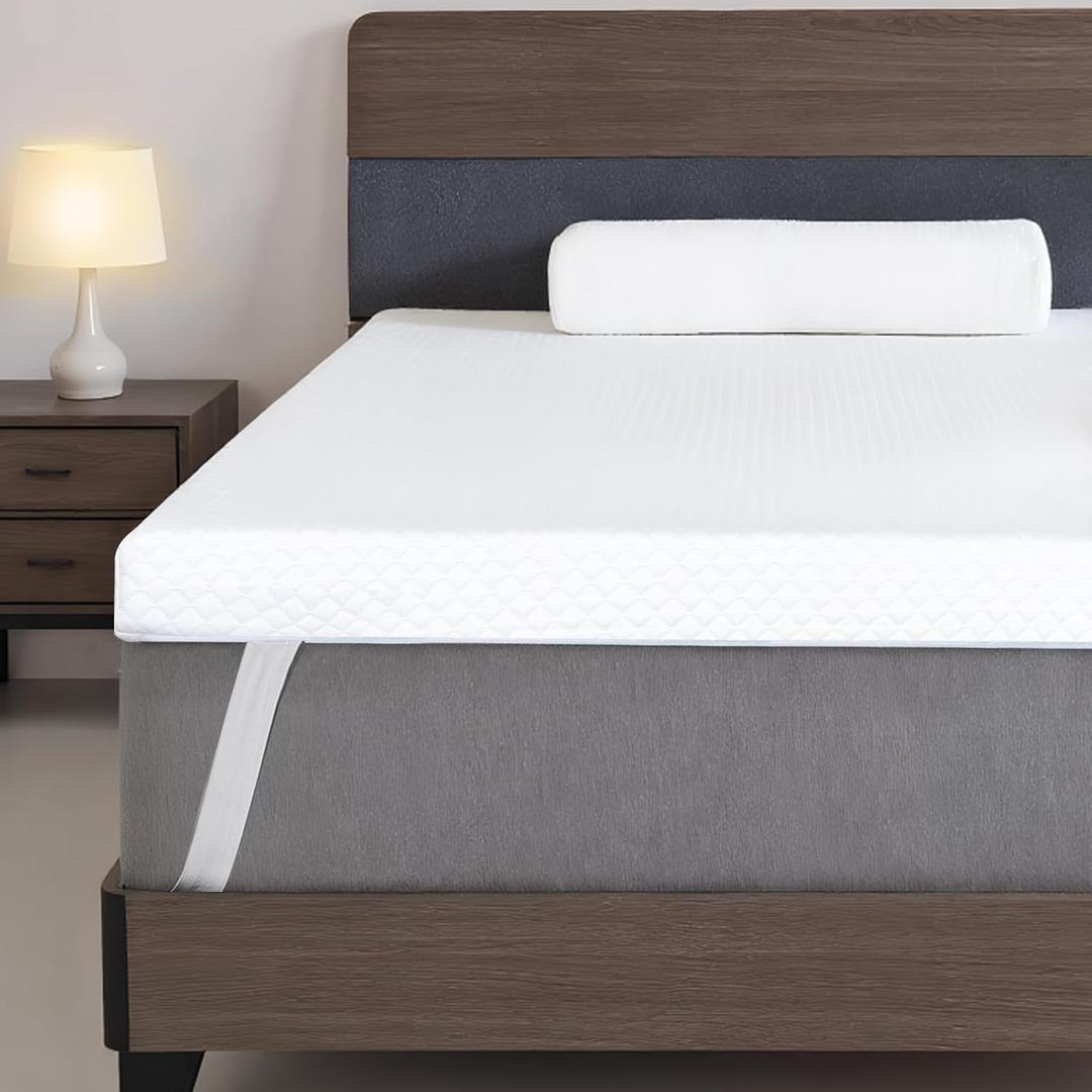 Fvkind 3 Inch Gel Memory Foam Mattress Topper Twin XL with Straps, Cooling Mattress Topper for Back Pain Relief with High Density Foam and Washable Cover, Bed Pad for College Dorm and Bedroom