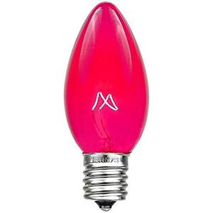 Novelty Lights Incandescent Christmas Replacement Bulbs - Indoor/Outdoor Individual Bulbs for Christmas Tree, Display, & More - C9/E17 Intermediate Base, 7 Watt Lights (Pink, 25 Pack)