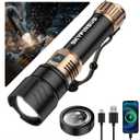 SKYFIRE LED Flashlights High Lumens with Ignition Lens, 1500,000lm Super Bright Rechargeable Flashlight, Zoomable, Four Modes, Waterproof Tactical Flash Light for Camping Essentials, Outdoor, Home&Gifts