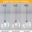 Mikeru Glass Globe Pendant Light Single, 9.85 Inch Clear Bubble Glass Hanging Lamp, Mid Century Modern Pendant Lighting for Kitchen Island Dining Room Bedroom (Bulb Not Included)