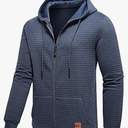 Men's Jacquard PlaidCloth Lightweight Zipper Hoodie Sweatshirt Jacket, Size - XL