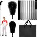 13FT Gutter Cleaner Tools, Long-Reach Rain Gutter Cleaning Brush, Removes Leaf Debris from Roof Gutters Without a Ladder, Leaf Cleaning Kit with 2 Brushes and Storage Bag, Black