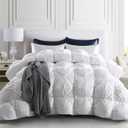 Puredown® Goose Down Comforter Full/Queen Size 800 Fill Power, 100% Cotton Winter Oversized Duvet Insert 700 Thread Count, Heavyweight Cloud Fluffy Pinch Pleat Extra Warmth
