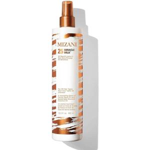 Mizani 25 Benefit Miracle Milk Leavein Conditioner  AntiFrizz Detangler Spray For Hair Shine, Heat Protectant, For Frizzy & Curly Hair, With Coconut Oil, 13.5 Fl Oz