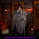 Sound and Motion Activated ] 64" Halloween Animatronic Reaper with LED Eyes and Creepy Sound, Life Size Animated Halloween Decorations Outdoor for Haunted House Props Decor Lawn Yard Patio