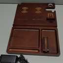 Wireless Charging Station,Wood Phone Docking Station for Men,Nightstand Organizer Charging Station with 4 Wireless Charger Fast Charging for iPhone/Samsung/Apple Watch/Earbuds,Gifts for Men (Walnut color)