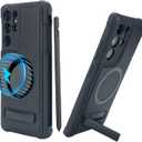 for Samsung Galaxy S21 Ultra Case with S Pen Holder (Replacement Pen Included), Compatible with MagSafe, Versatile Metal Kickstand, Military Grade Protection Case with Stylus Slot (Case&Pen)