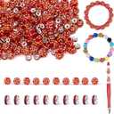 LAIDANLA 250pcs 12mm Red Rhinestone Beads and 8mm Rondelle Spacer Beads for Beadable Pens, Sparkly Shamballa Disco Baseball Bead for Jewelry Making Bracelets Necklace Earring DIY Craft