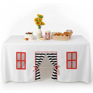 Oudain 10ft x 7.5ft Large Tablecloth Playhouse for Kid Table Fort Cover Table Cloth Tent Playhouse for Dining Room Birthday Indoor Outdoor Party Playground (Mixed Colors, Striped Style)