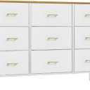 Wide TV Stand Modern TV Console, 9 Drawers Dresser for Bedroom, Fabric Storage Cabinet, Chest of Drawers for Closet, Nursery, Living RoomWhite (White-retro Top)