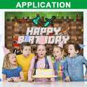 3x5Ft Pixel Birthday Backdrop, Large Sandbox Theme Party Decorations Miner Party Supplies Video Game Banner for Theme Party, Birthday